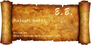 Balogh Betti névjegykártya